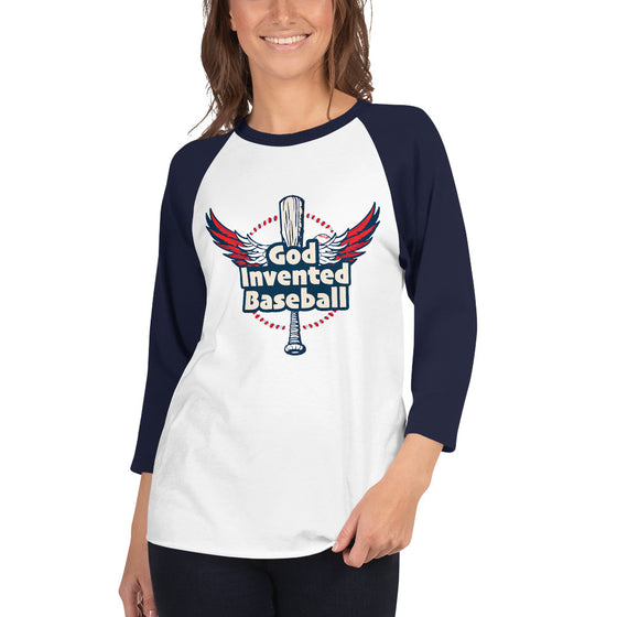 God Invented Baseball 3/4 Sleeve Raglan Shirt: The War Scrolls Collection