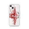 Clear iphone case with a red painted rapper taking a bow