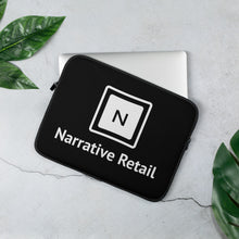  Black laptop sleeve with the Narrative Retail logo and title in white.