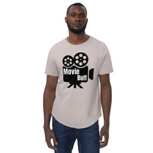  Tan graphic shirt of a film camera that says MOVIE BUFF