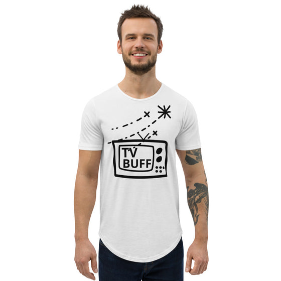 Graphic shirt of a TV that says TV BUFF