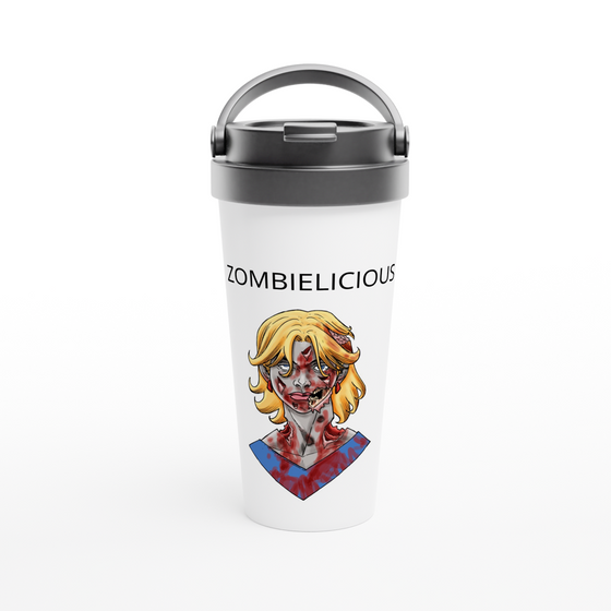 Travel mug with girl zombie