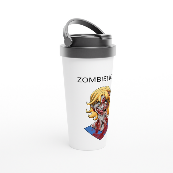 Travel mug with girl zombie
