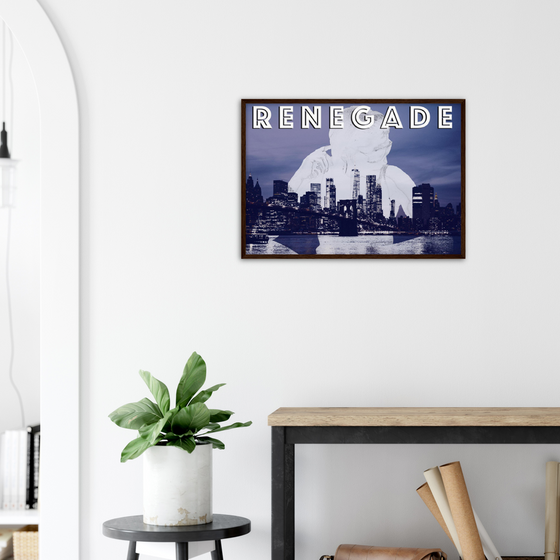 Luxury  Photography with New York skyline and renegade font on it for home or office or interior design or music studio