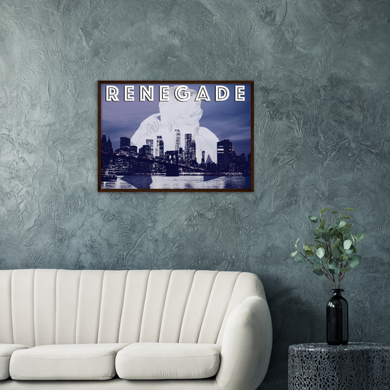 Luxury  Photography with New York skyline and renegade font on it for home or office or interior design or music studio