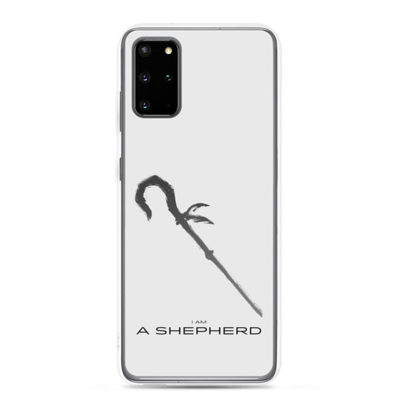 White phone case with a graphic shepherd's crook and the words I AM A SHEPHERD