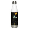 White and silver water bottle with beautiful exploding lights