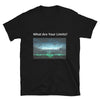 Black graphic shirt of an alien invasion that says WHAT ARE YOUR LIMITS?